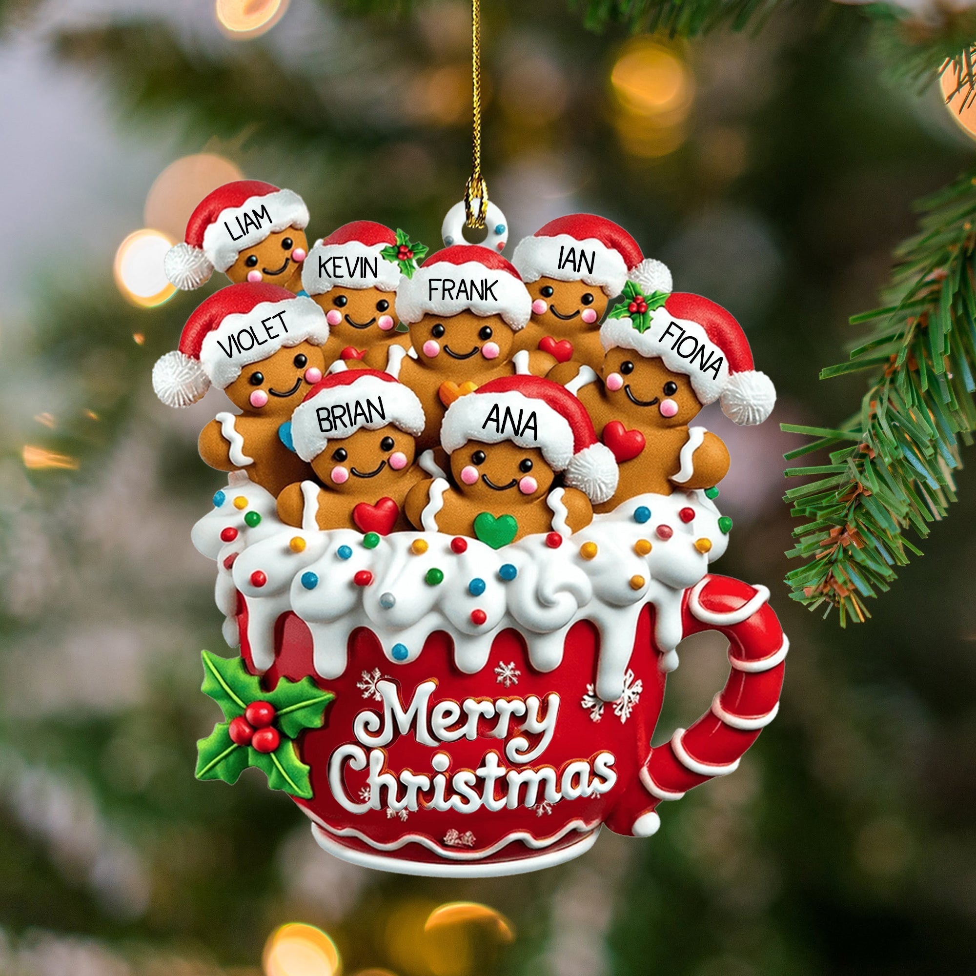 Merry Christmas - Personalized Gingerbread Family Ornament