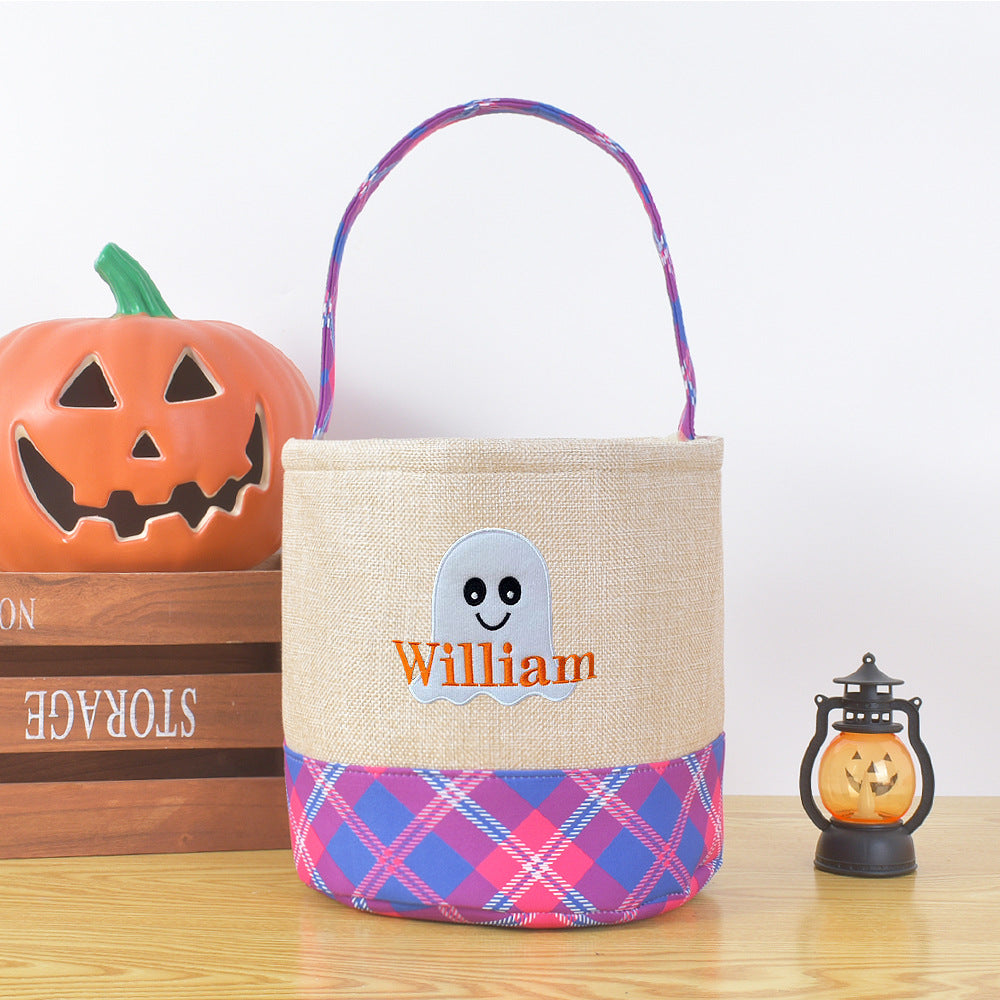 Trick-or-treat bucket, Embroidery Name Personalized, Kid's Candy Bag Halloween Basket