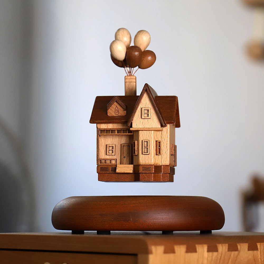 Magnetic levitation flying house travel story ornaments solid wood, Gift for your family