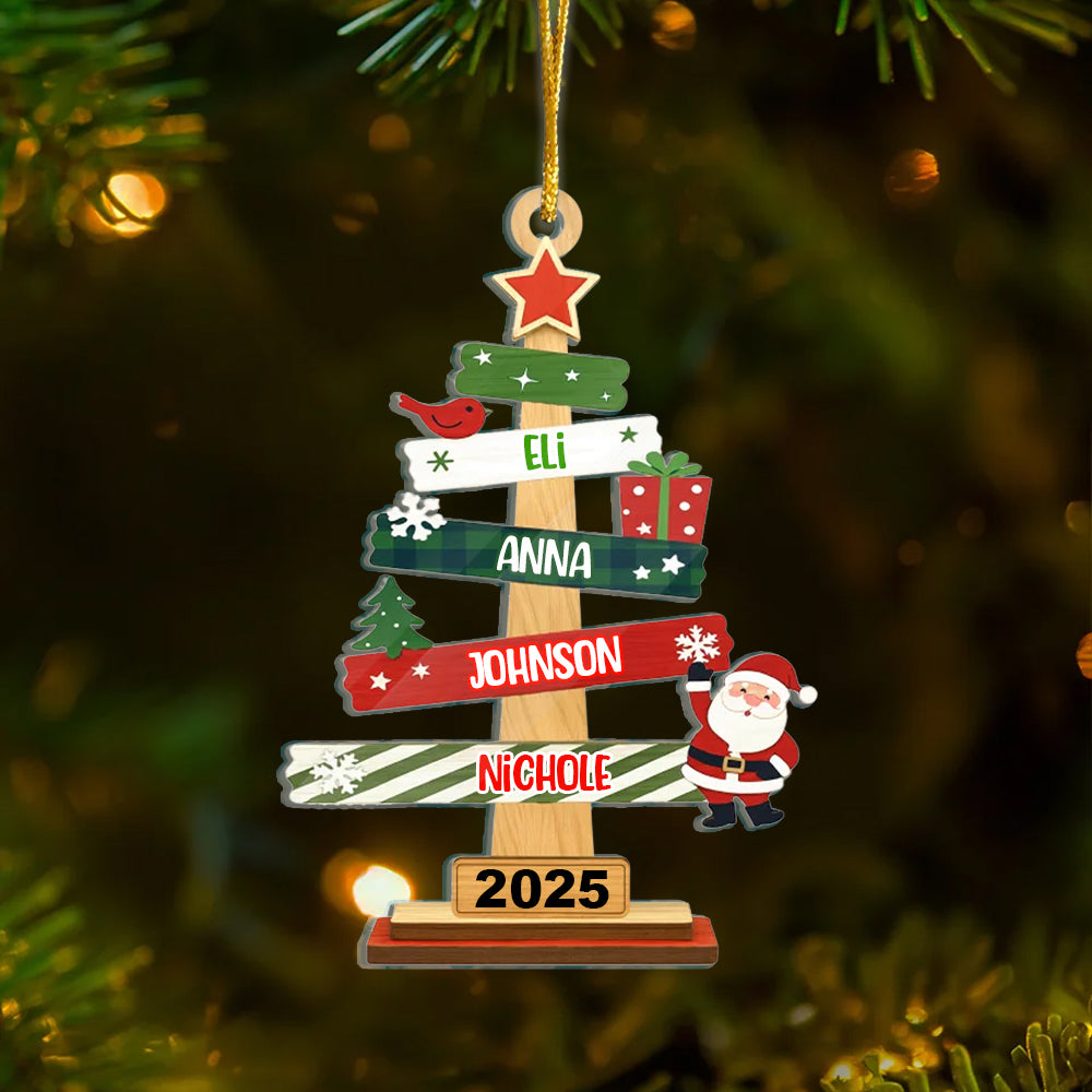 Our Family Christmas Tree Acrylic Ornament - Personalized Christmas Gifts For Mom, Dad, Kids, Family