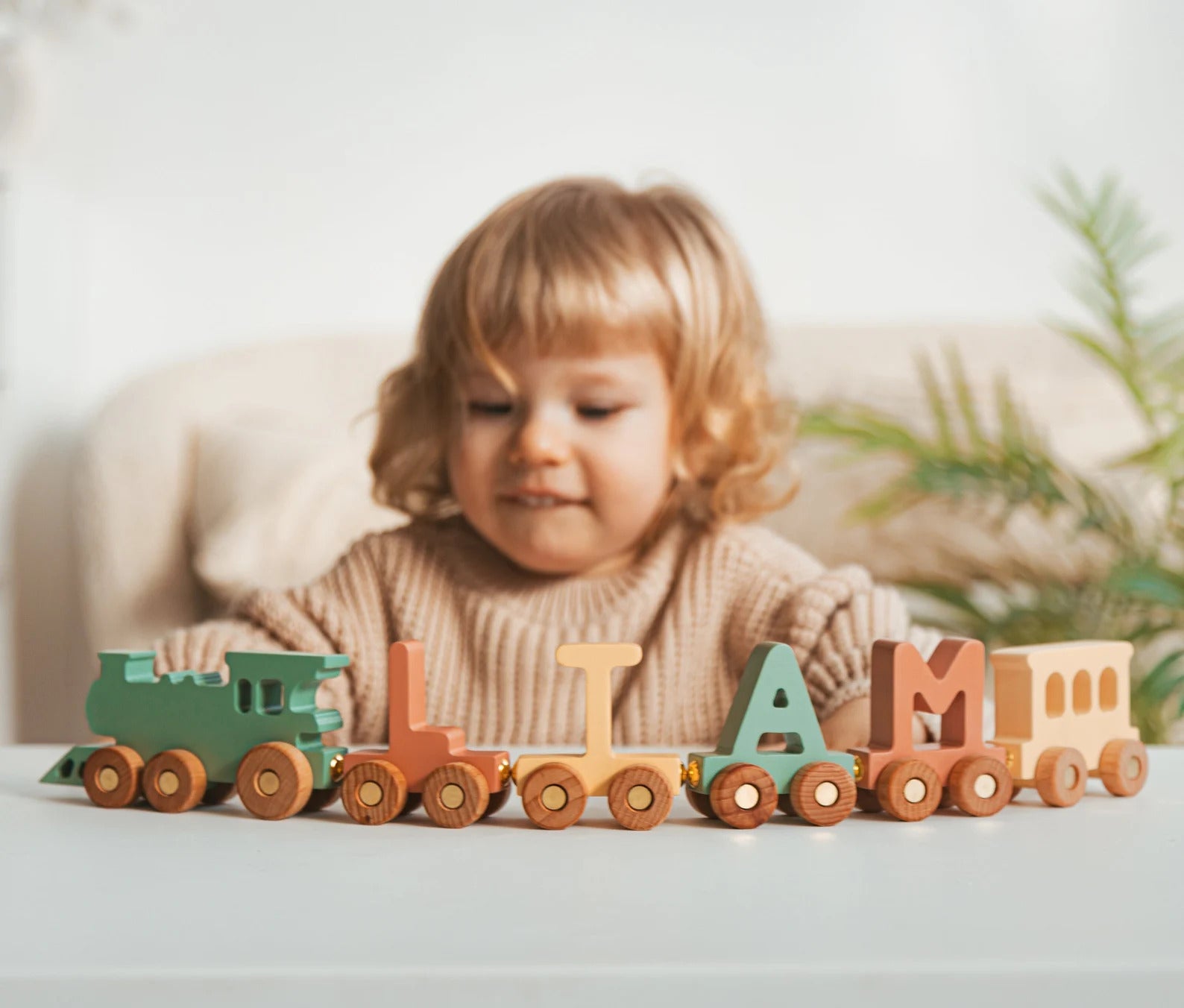 Personalized Train Name With Magnets First Birthday Gift Baby Toys Wooden Train With Railway Fidget Toys For Kids Nursery Decor