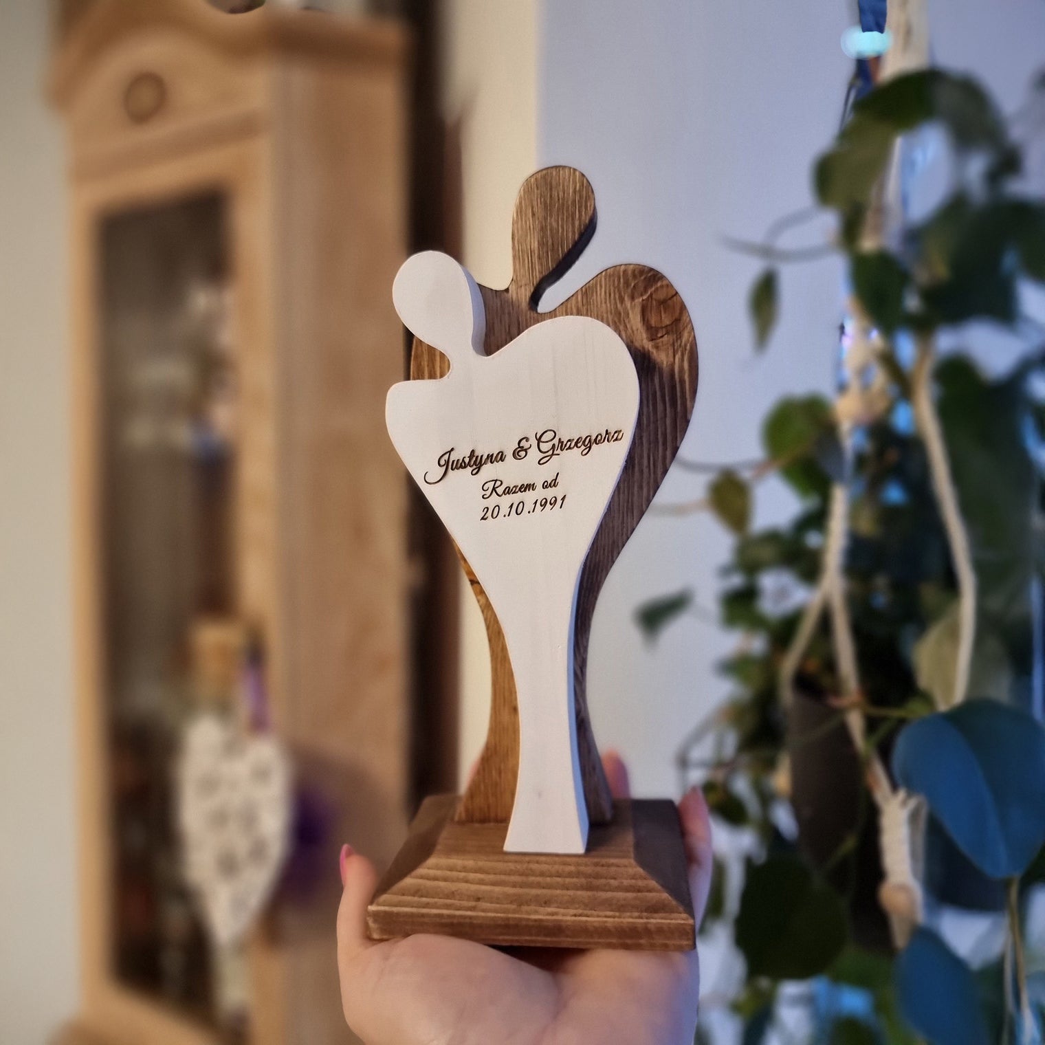 Personalized Wooden Sculpture, He and She Together Gift, Wedding, Anniversary, Valentine, Love, Always Forever