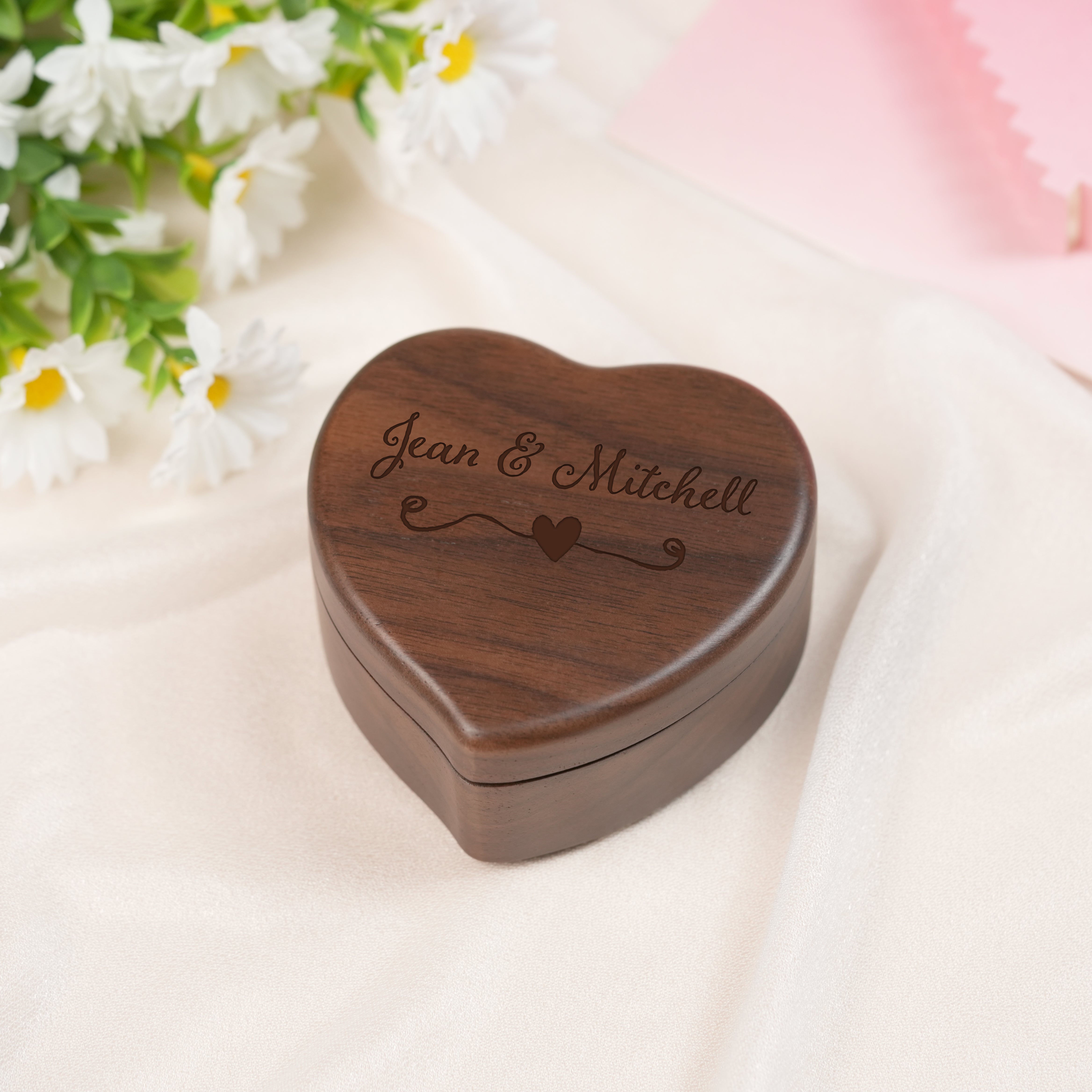 Personalized Music Box with a Custom Metal Melody Mechanism, Wooden Heart Music Box