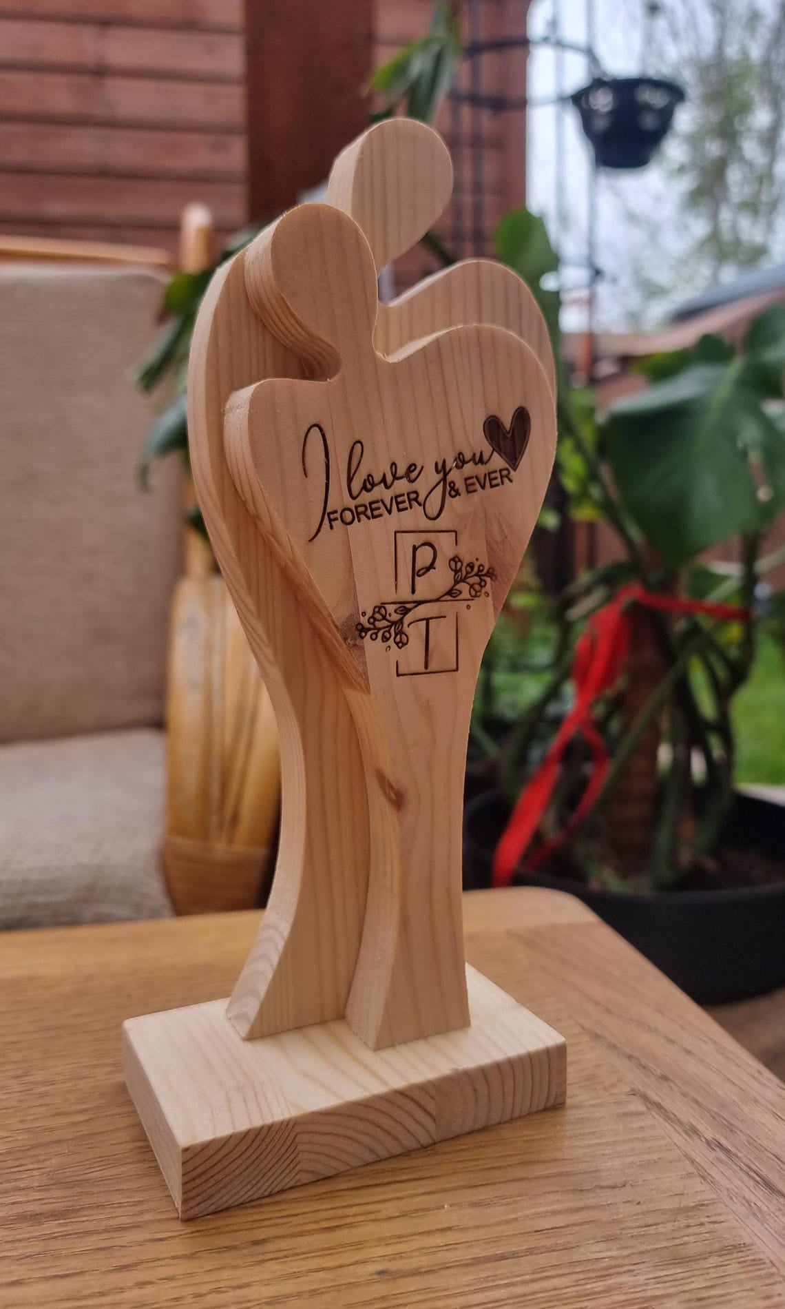 Personalised Handcrafted Wooden Couple Sculpture - A Symbol of Eternal Love, Gift For Wedding Anniversary
