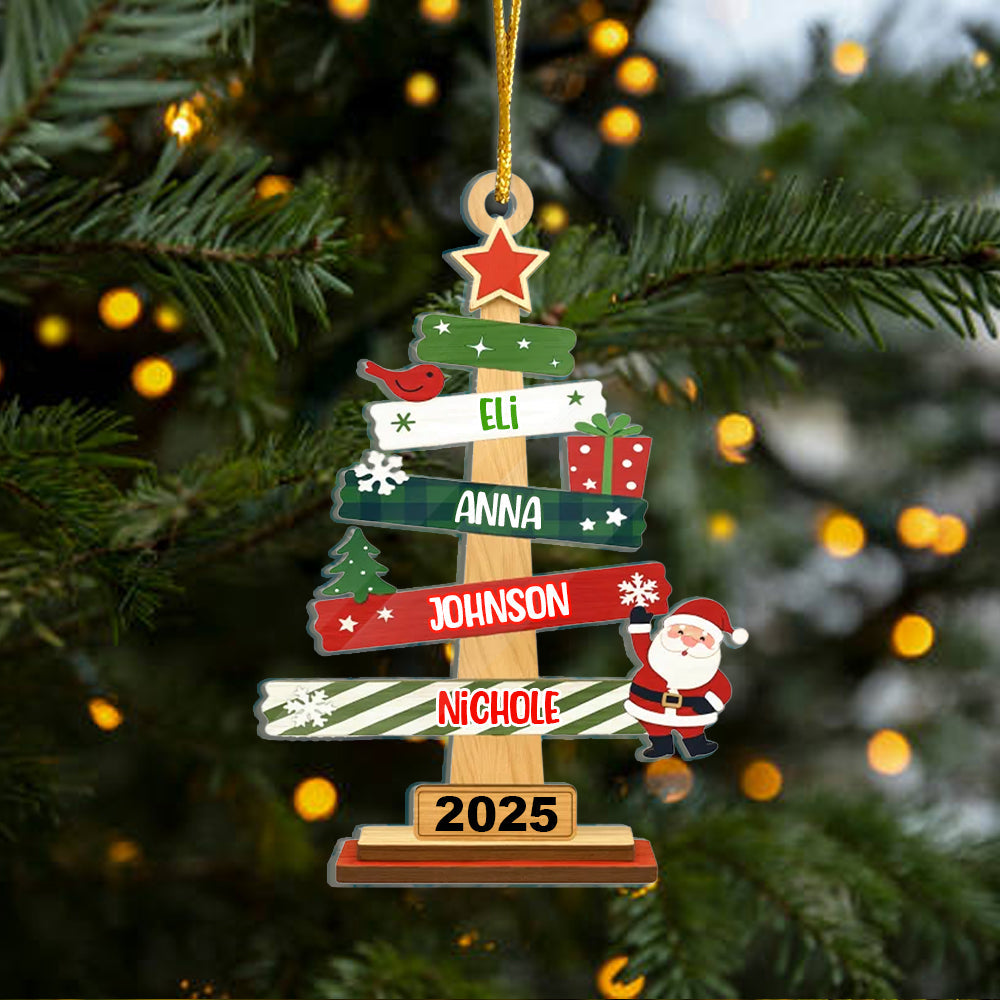 Our Family Christmas Tree Acrylic Ornament - Personalized Christmas Gifts For Mom, Dad, Kids, Family