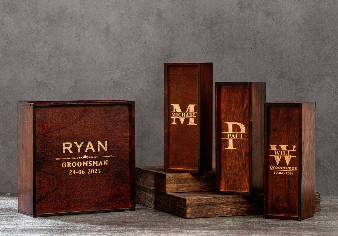 Personalized Groomsmen Gifts Box, Engraved Wooden Box for Wedding, Best Man Gift