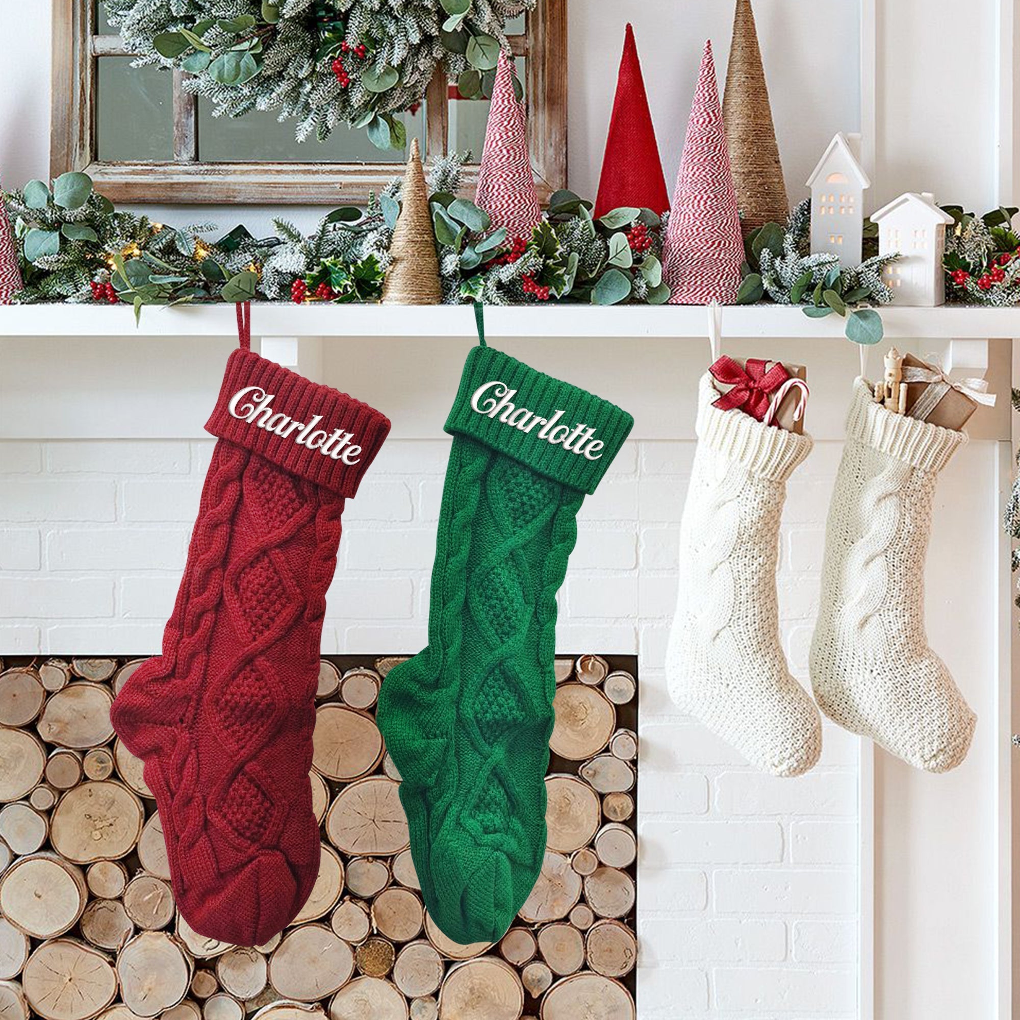 Embroidered Christmas Stockings - Personalized Stocking - Christmas gift - Custom Name Stocking
