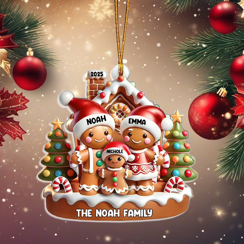 Sweet Cookie Man Family 3D Effect-Personalized Acrylic Ornament