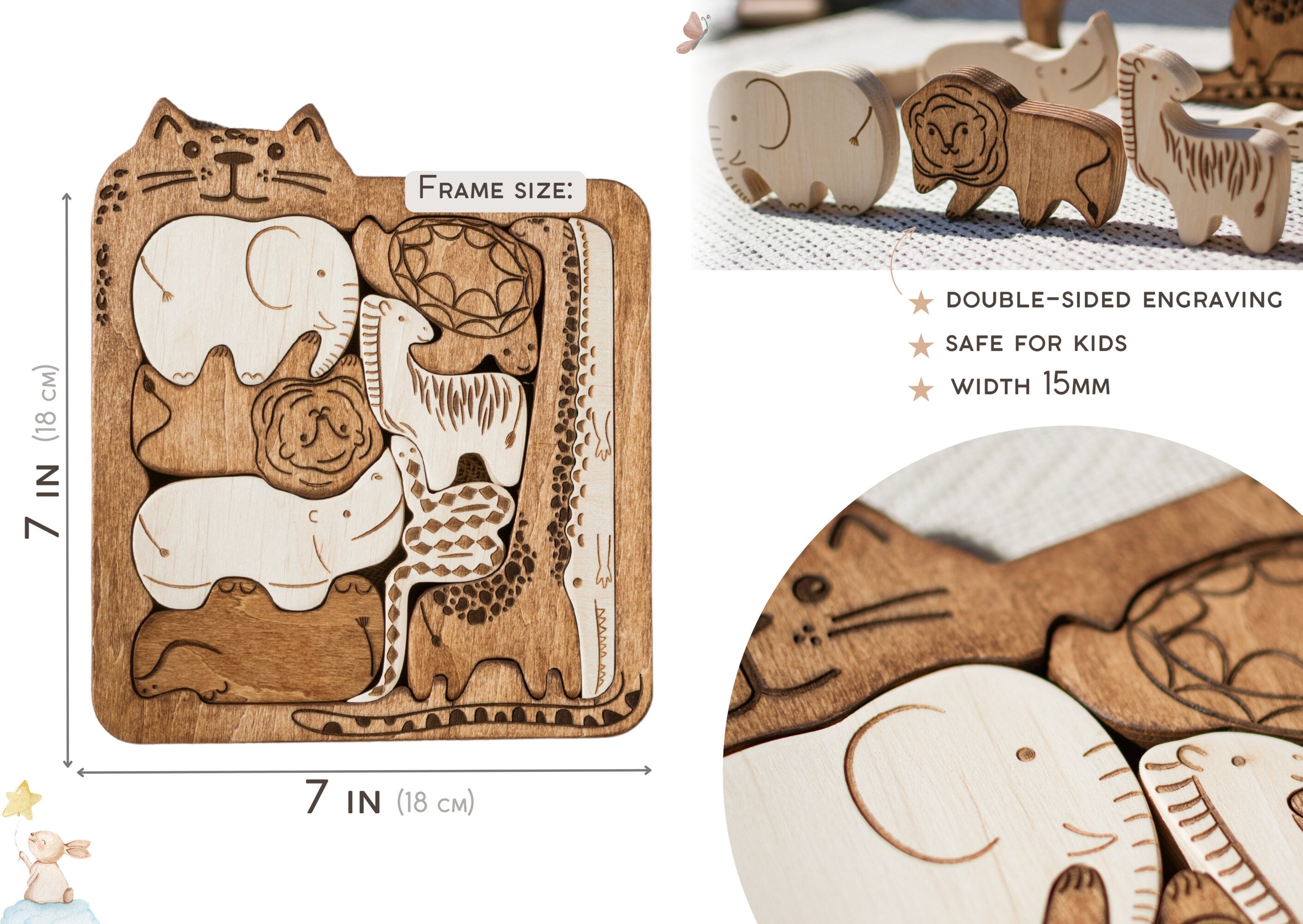 Wooden Brain Teaser Puzzle For Baby Toddler Wood Kids Toys Developmental Toy