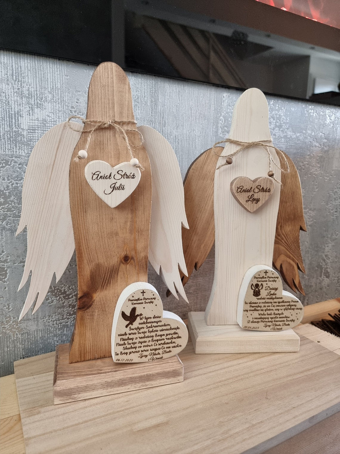 Personalised Solid Wood Angel, Guardian Angel, HandMade Angel, Rustic Angel Ornaments Decoration