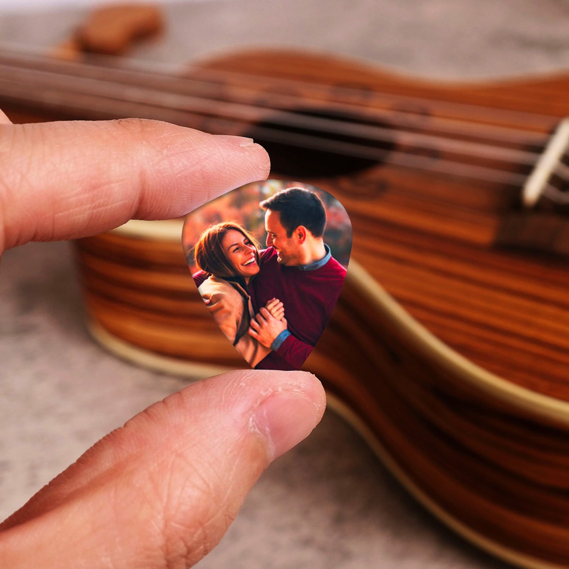Personalized Wooden Guitar Picks with Case, Custom Photo Guitar Pick, Holder for Picks