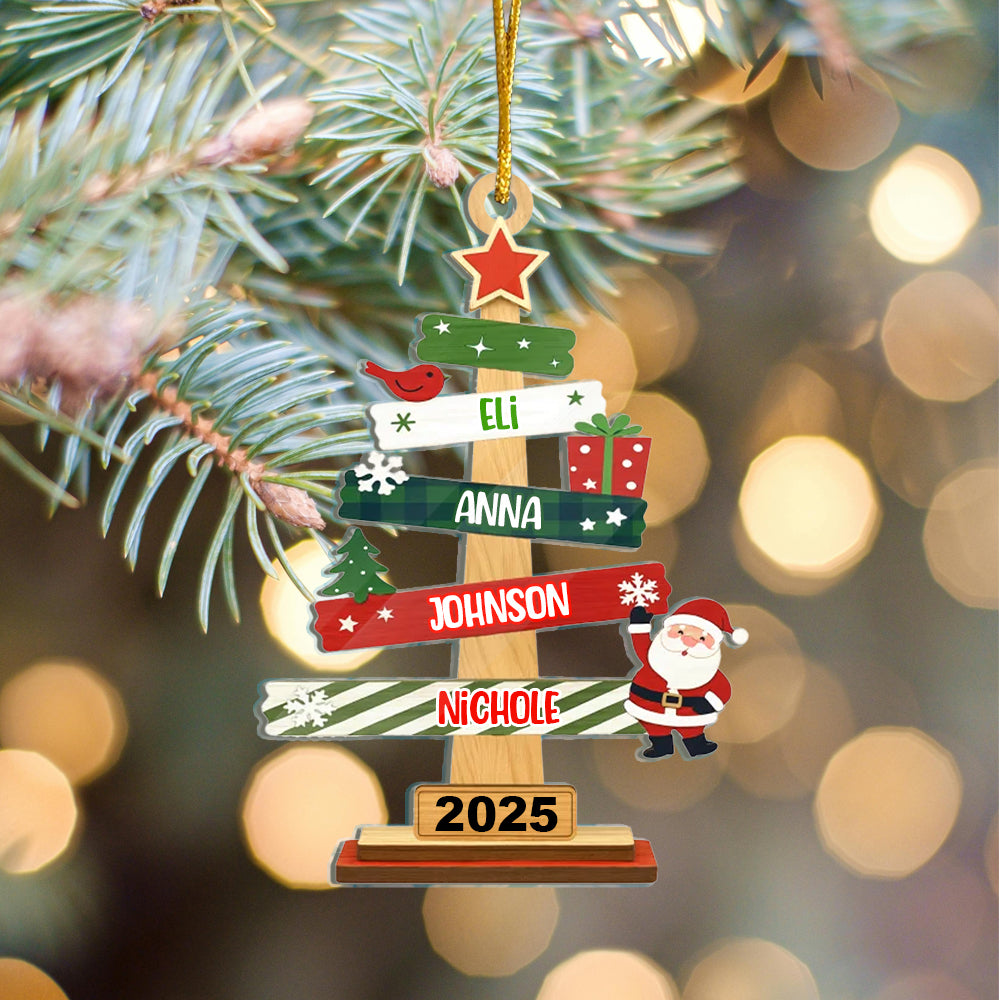 Our Family Christmas Tree Acrylic Ornament - Personalized Christmas Gifts For Mom, Dad, Kids, Family