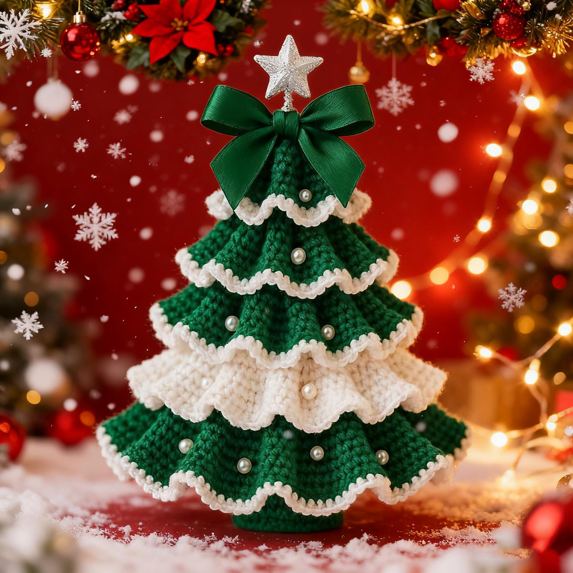 Crochet Christmas Tree Kit, Handmade Crochet Ornament Kit, Holiday Home Decor