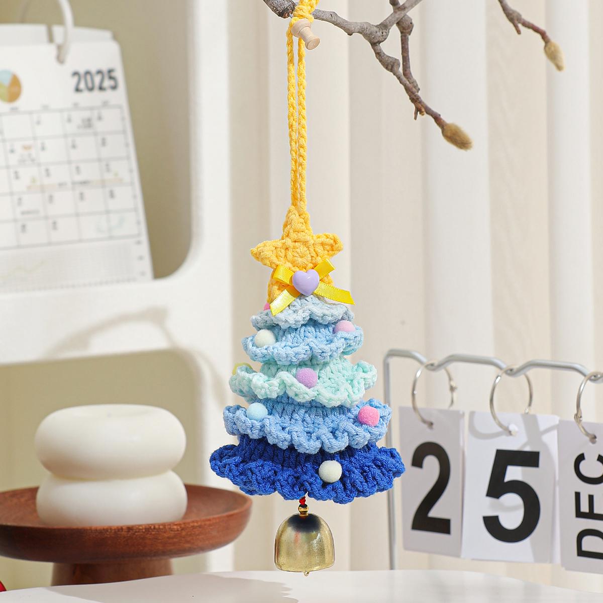 Hand-Knitted Cotton Christmas Tree Ornament: Festive Holiday Charm