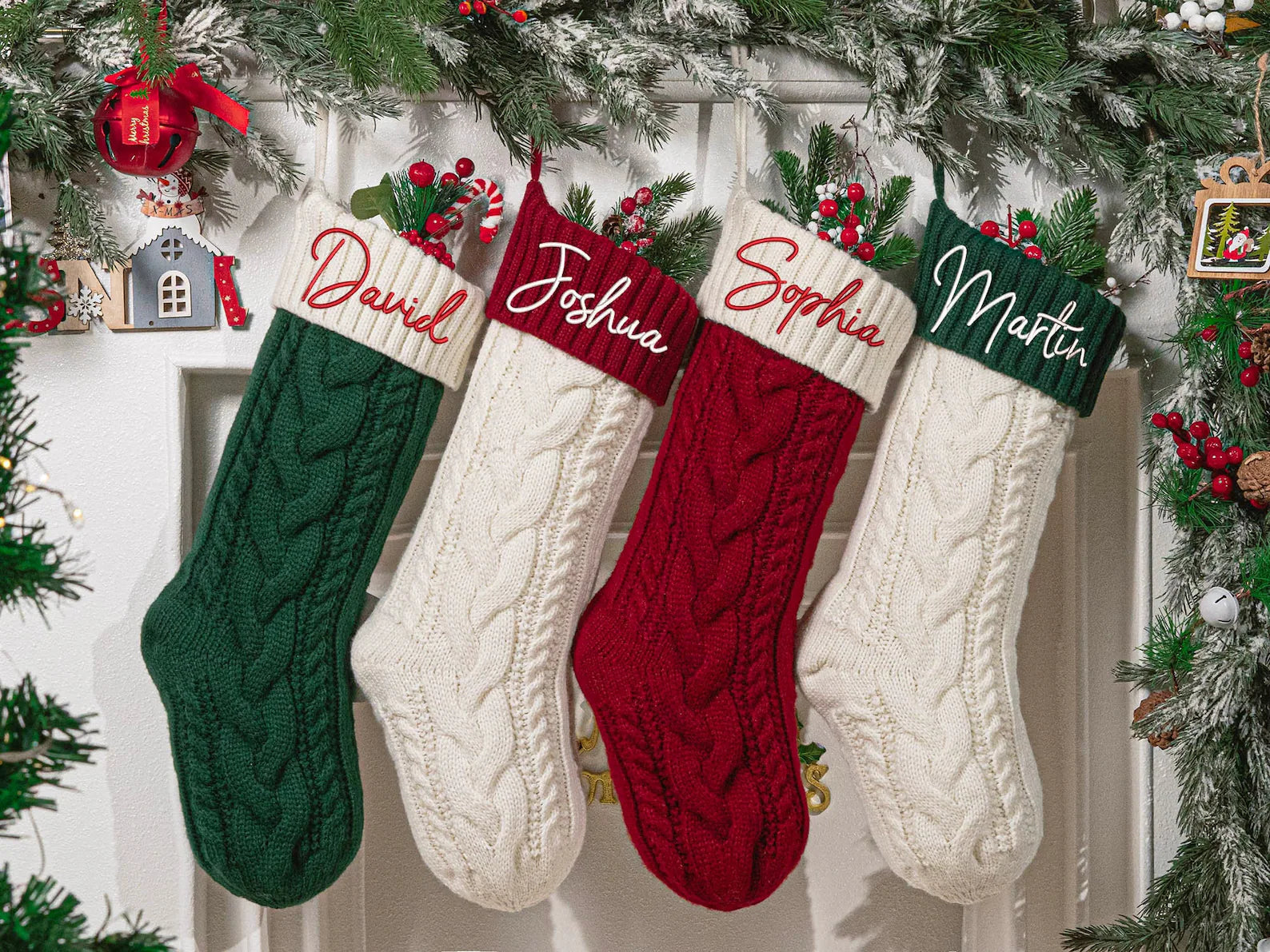 Embroidered Christmas Stockings - Personalized Stocking - Christmas gift - Custom Name Stocking