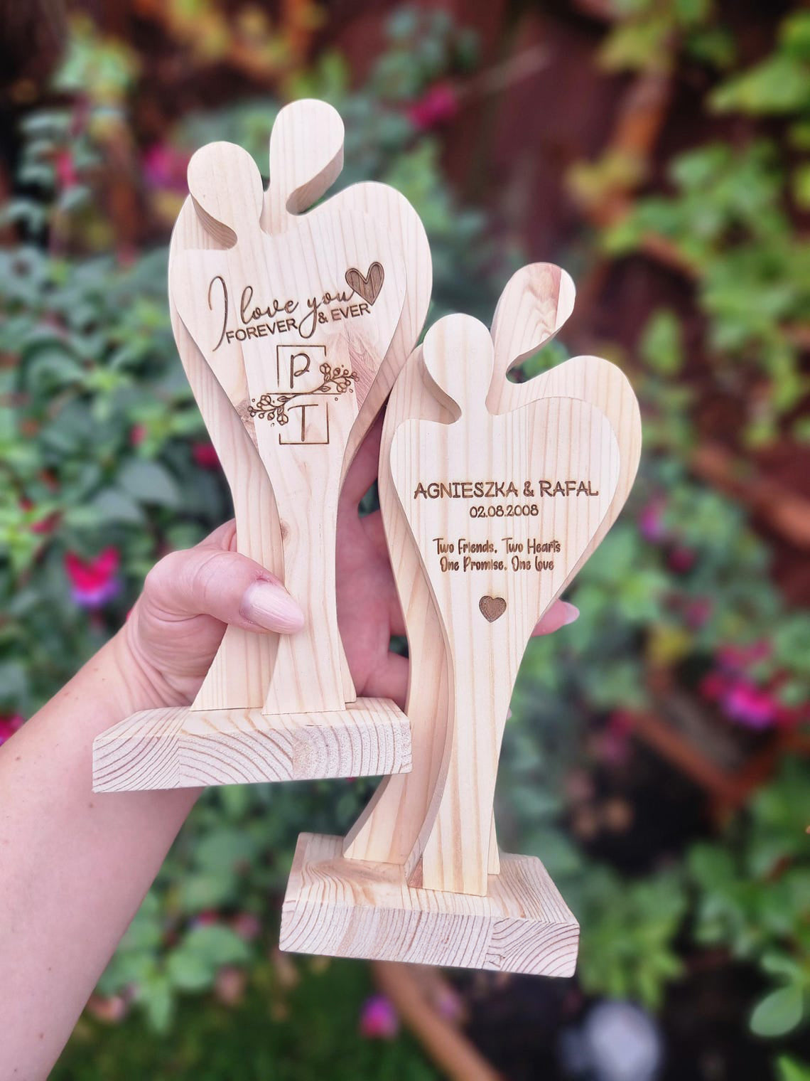 Personalised Handcrafted Wooden Couple Sculpture - A Symbol of Eternal Love, Gift For Wedding Anniversary