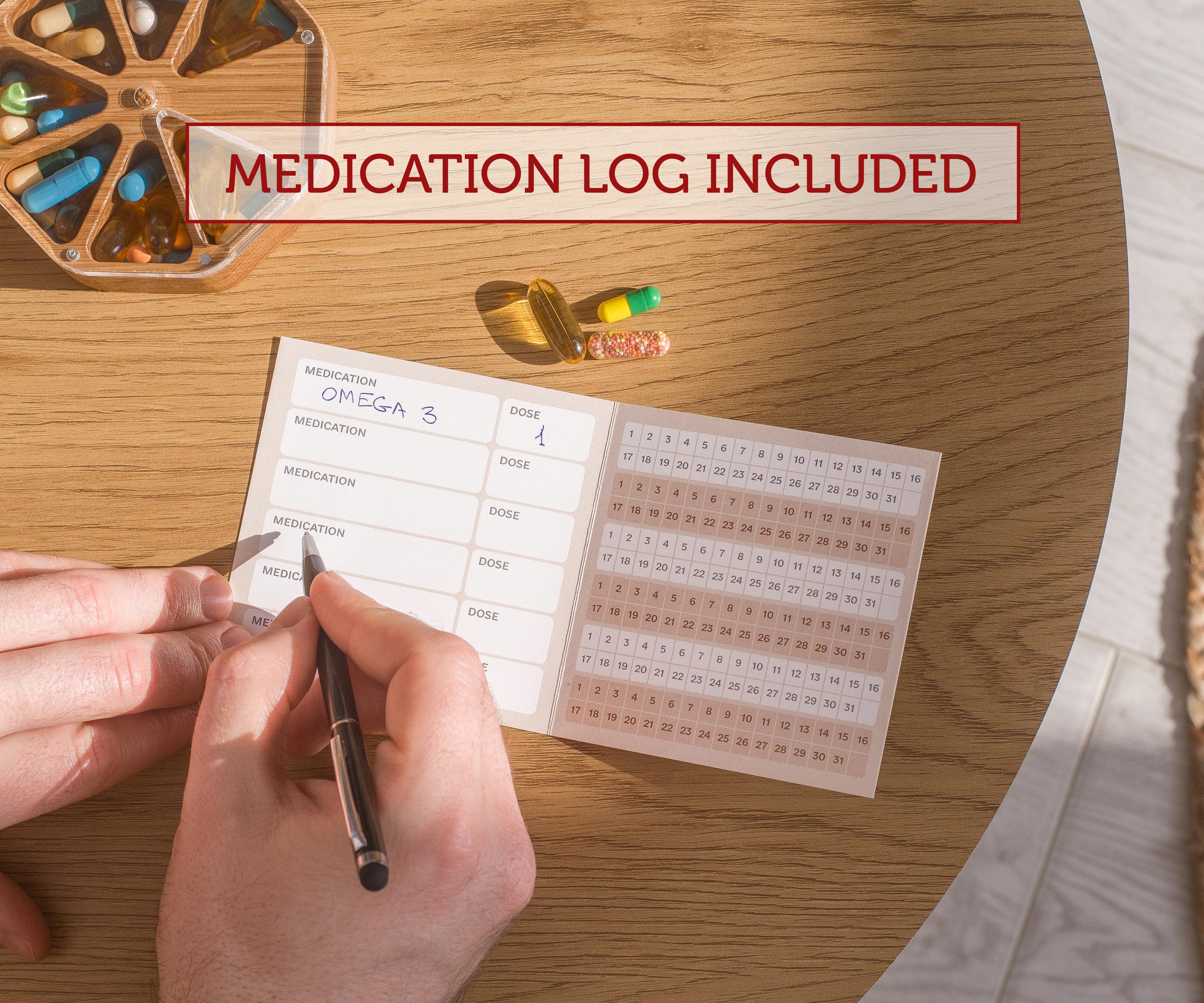 Daily Pill Organizer, Pill Container, Weekly Pill Box, Wooden Pill Case 7 Day, Vitamin Organizer