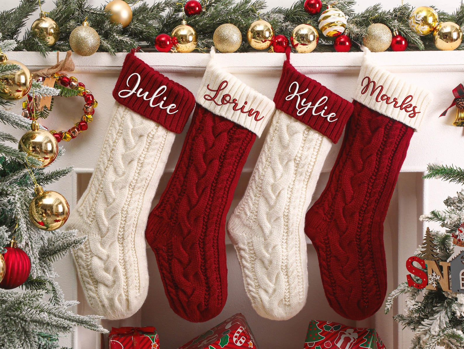 Embroidered Christmas Stockings - Personalized Stocking - Christmas gift - Custom Name Stocking