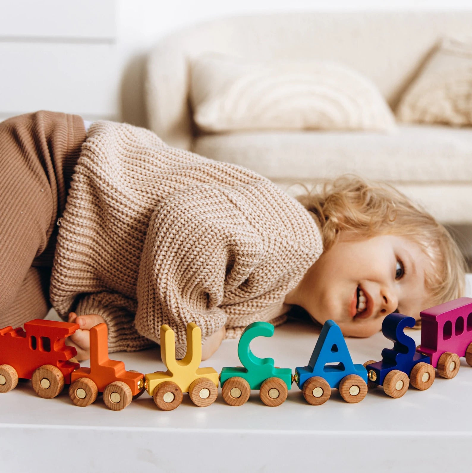 Personalized Train Name With Magnets First Birthday Gift Baby Toys Wooden Train With Railway Fidget Toys For Kids Nursery Decor