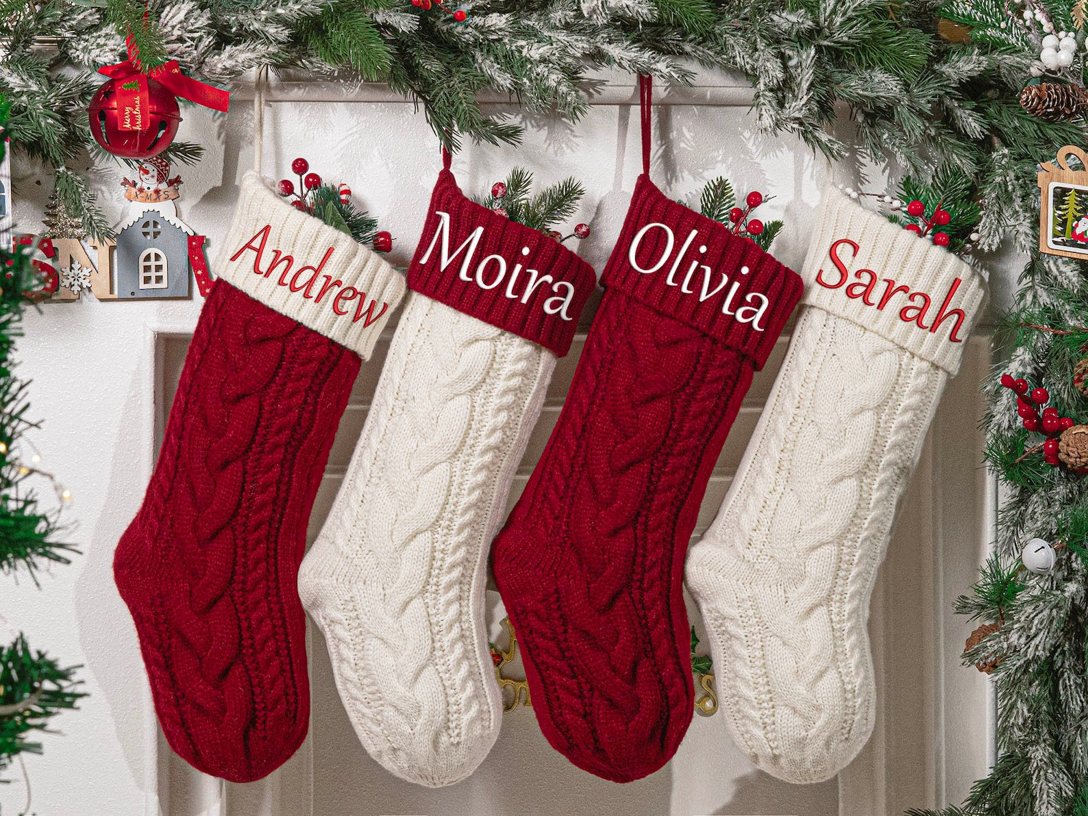Embroidered Christmas Stockings - Personalized Stocking - Christmas gift - Custom Name Stocking