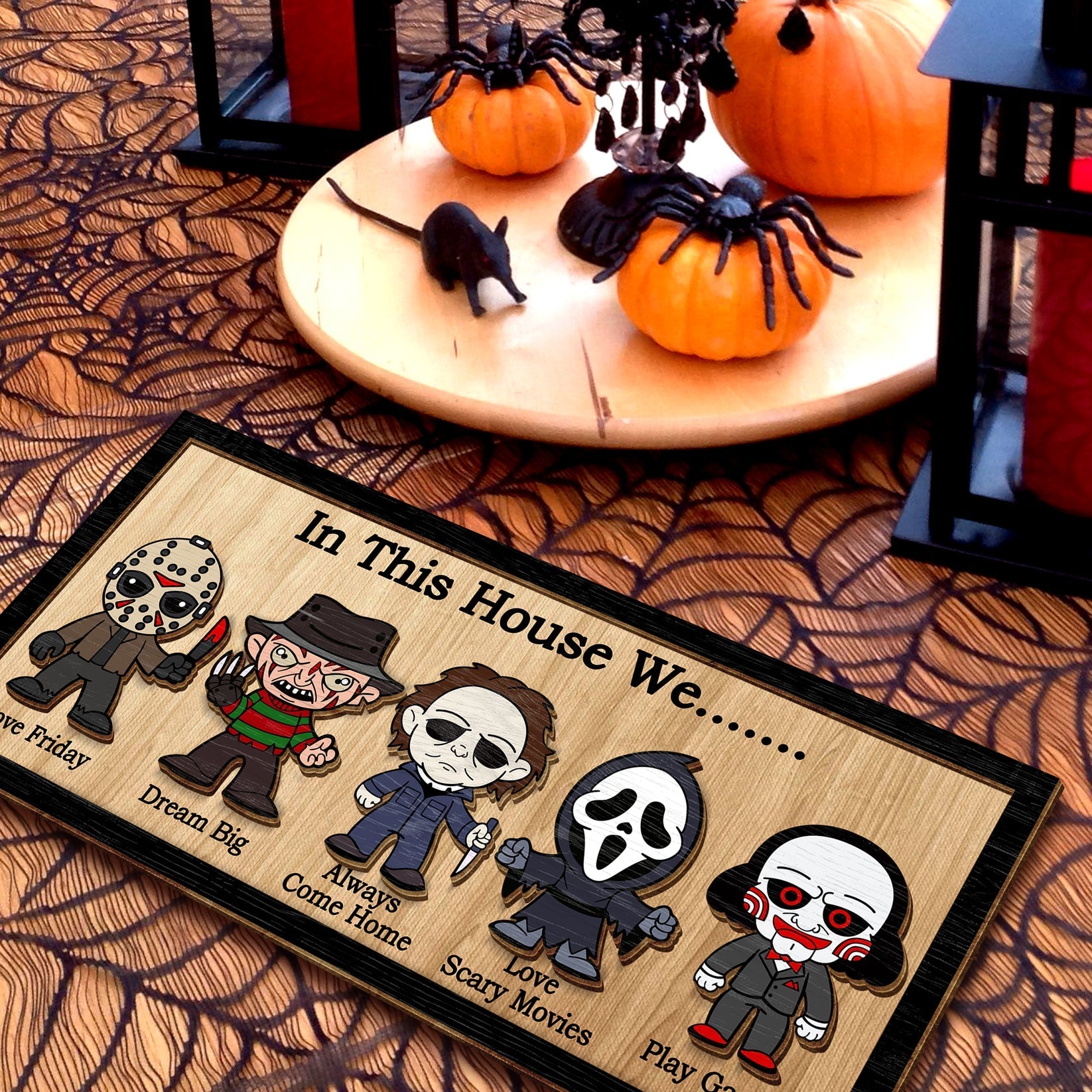 In This House We Horror Halloween 2 Layered Frame Wood Sign