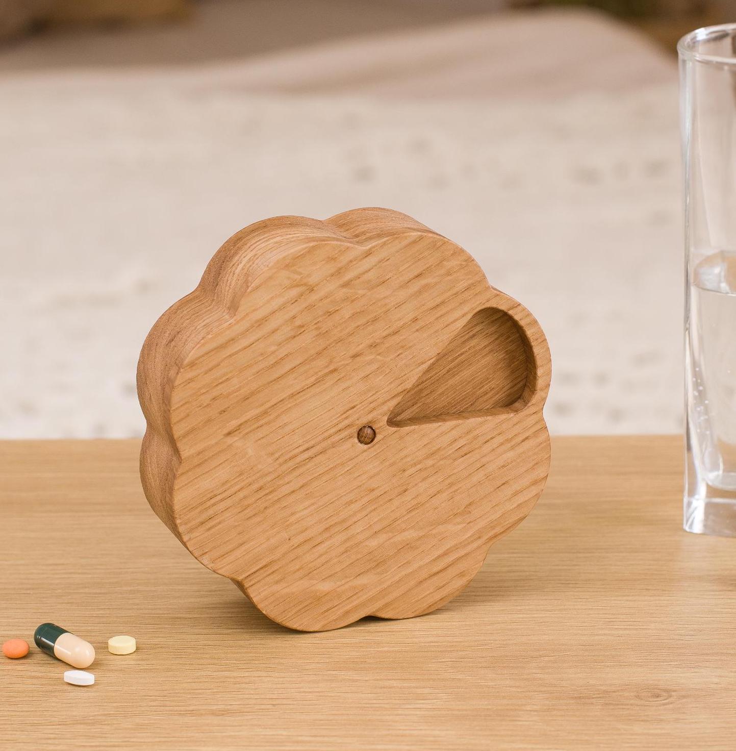 Daily Pill Organizer, Pill Container, Weekly Pill Box, Wooden Pill Case 7 Day, Vitamin Organizer