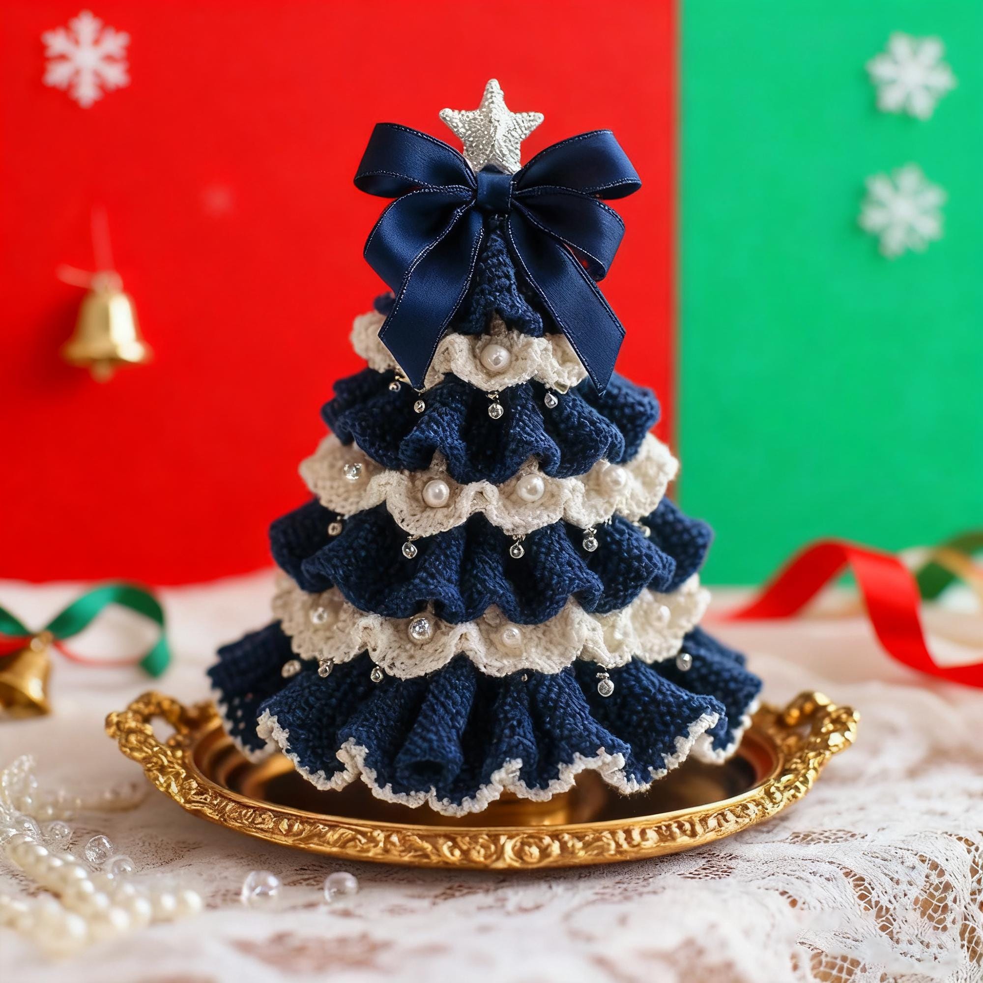 Crochet Christmas Tree Kit, Handmade Crochet Ornament Kit, Holiday Home Decor