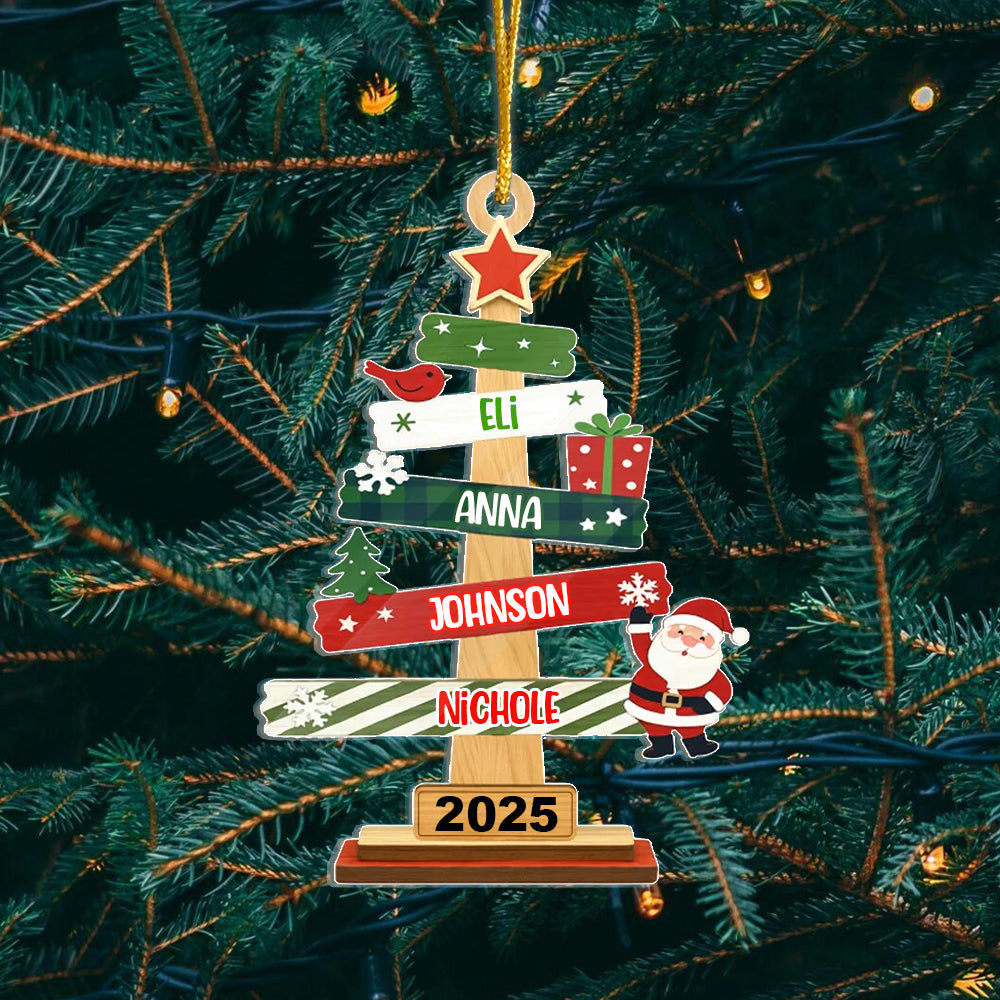 Our Family Christmas Tree Acrylic Ornament - Personalized Christmas Gifts For Mom, Dad, Kids, Family