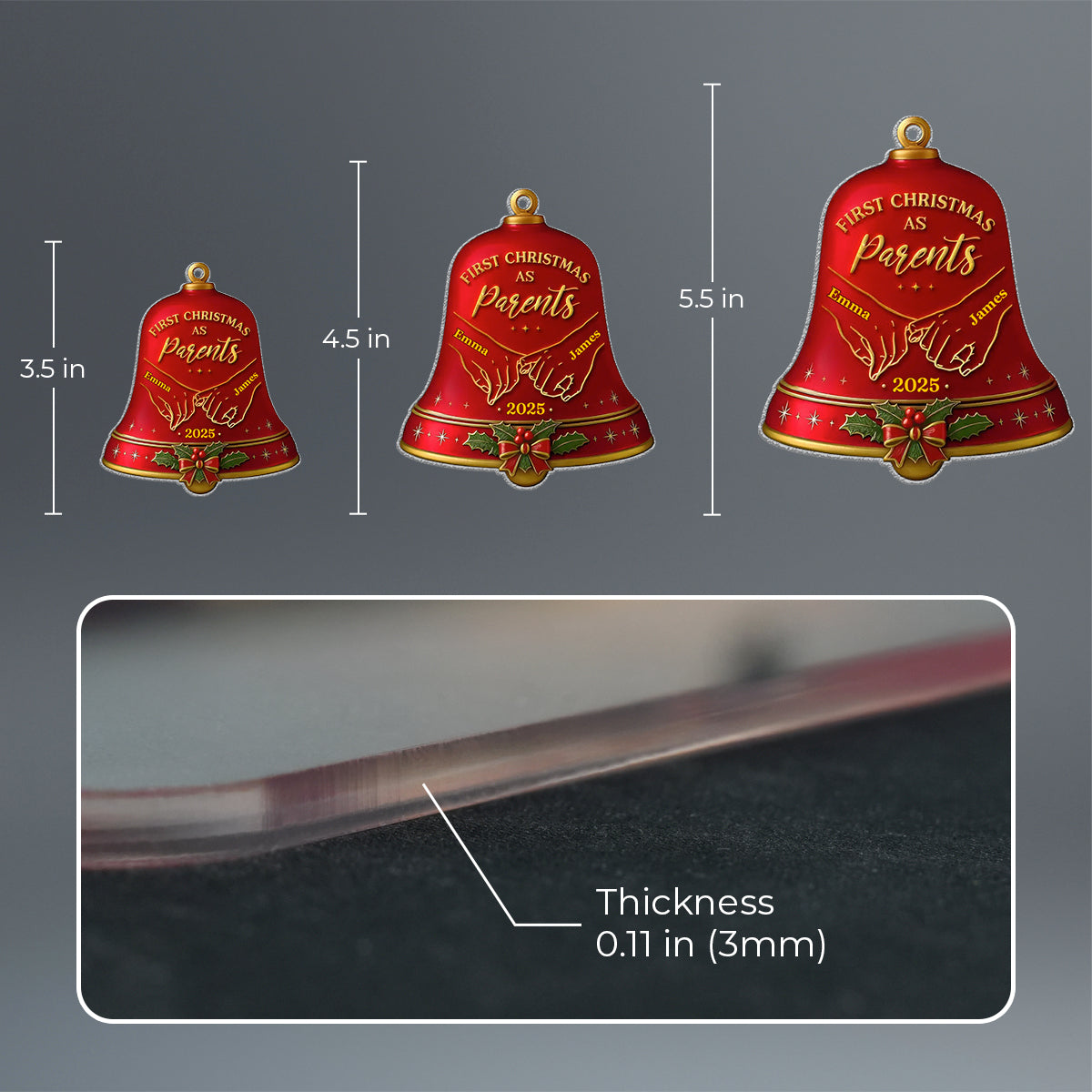 Custom Acrylic Ornament - Personalized Anniversary Christmas Wedding Gifts For Husband And Wife, Him And Her - Together Under The Christmas Bells