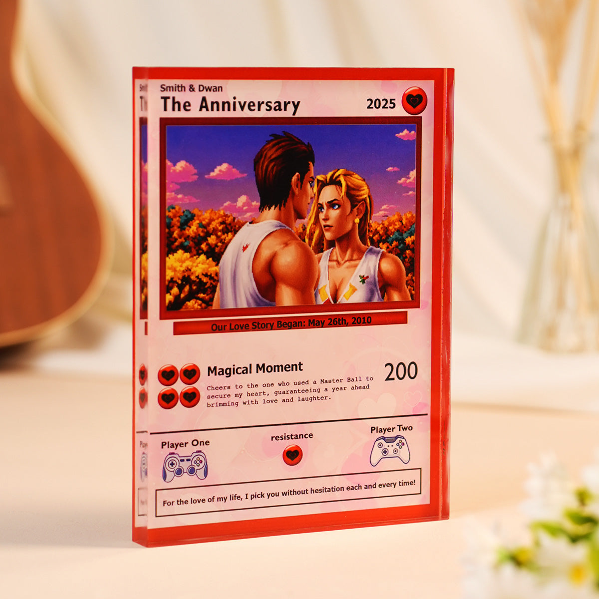 Personalized Poke Anniversary Acrylic Plaque, Gift for Him, Gift for Her, Custom Photo Anime