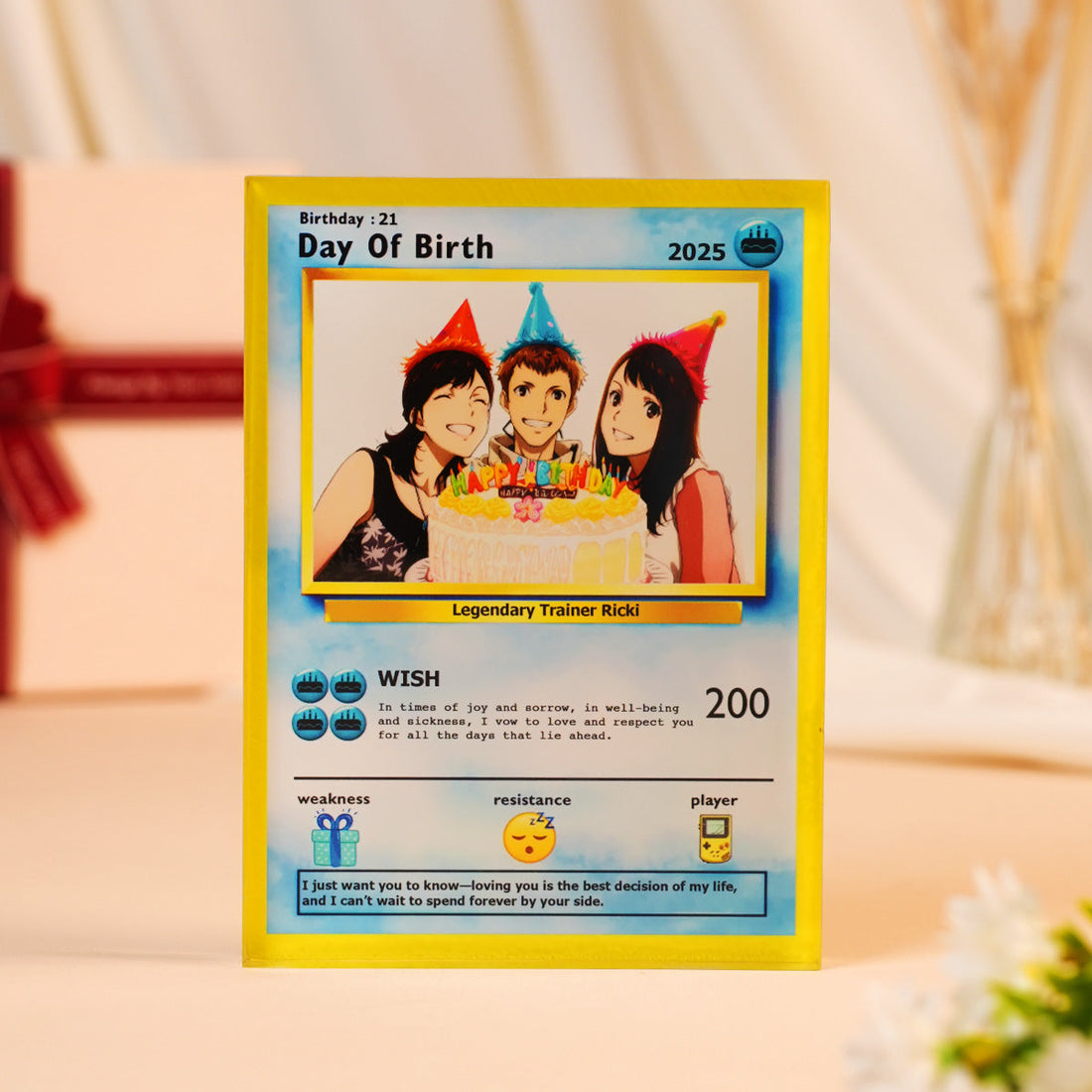 Personalized Poke Birthday Acrylic Plaque, Gift for Him, Gift for Her, Custom Photo Anime