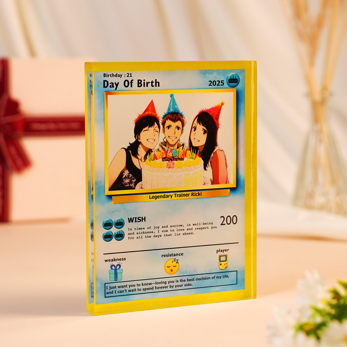 Personalized Poke Birthday Acrylic Plaque, Gift for Him, Gift for Her, Custom Photo Anime