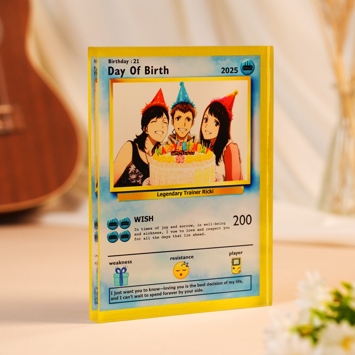 Personalized Poke Birthday Acrylic Plaque, Gift for Him, Gift for Her, Custom Photo Anime