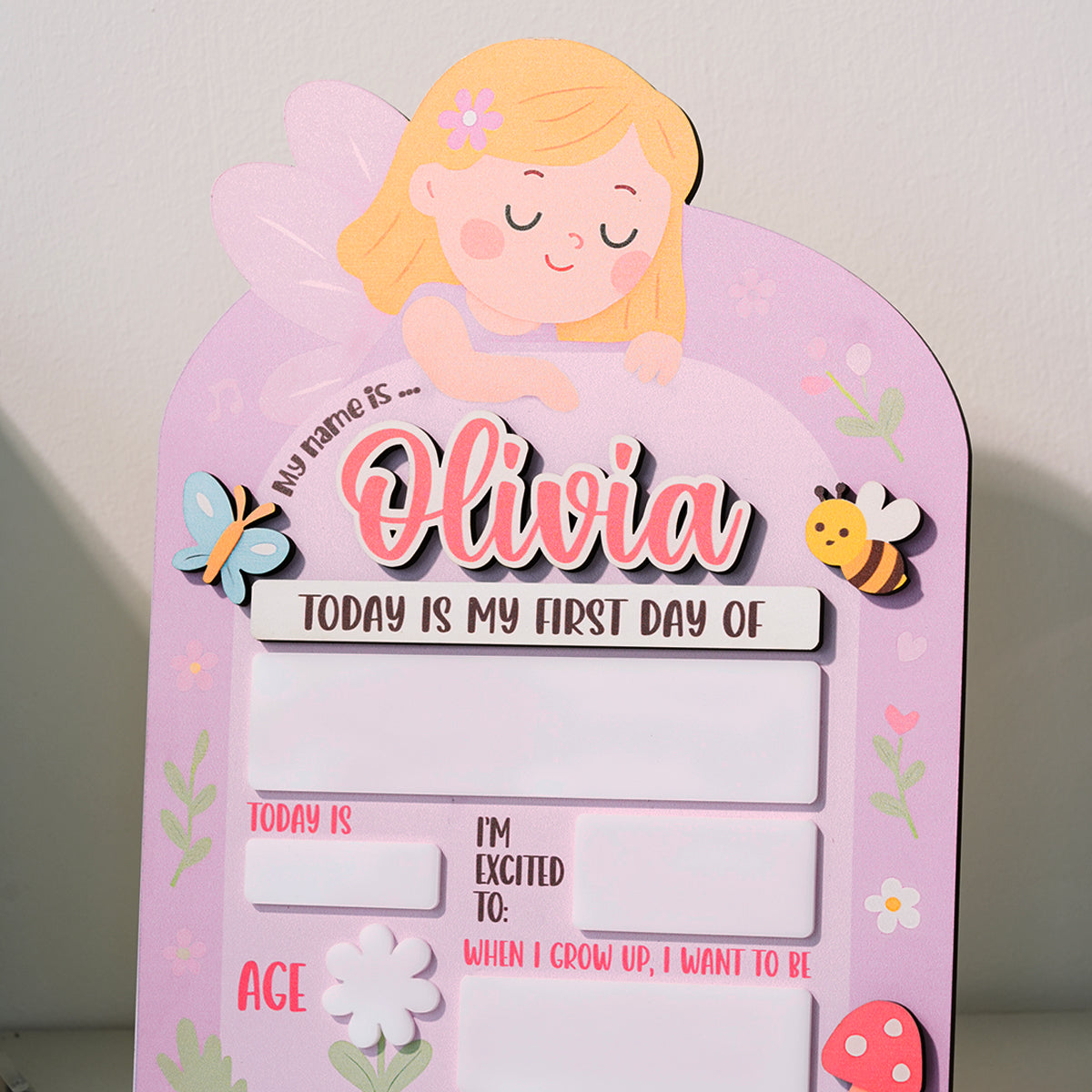 Back to School Sign Baby Angel, Custom Kids Daisy School Board Sign