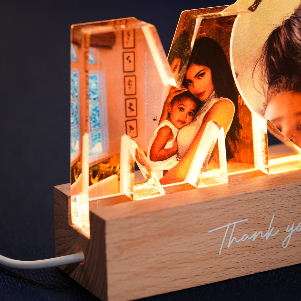 Personalized Acrylic Light – MOM Letters with Photos