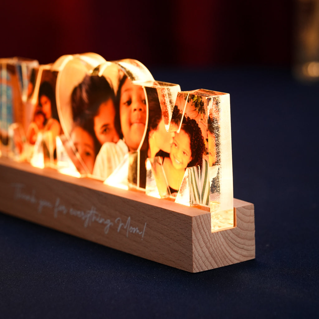 Personalized Acrylic Light – MOM Letters with Photos