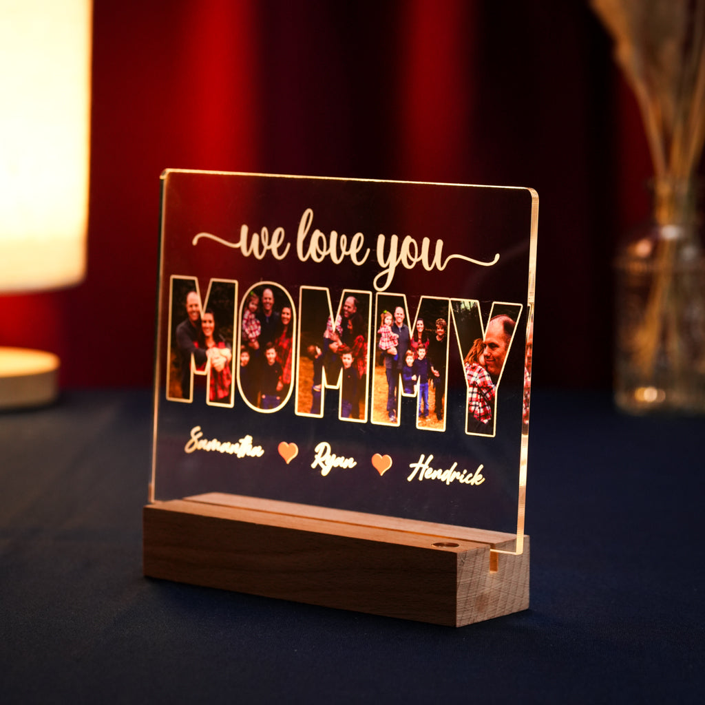 Personalized “MOMMY” Photo Letter Frame – LED Light for Mom