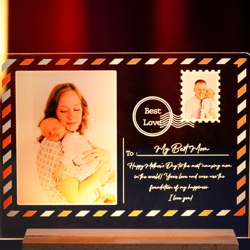 Personalized Postcard Style LED Light for Mother’s Day