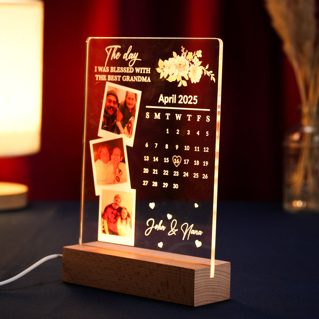 Custom LED Light Frame - Personalized Grandma Calendar Acrylic Plaque