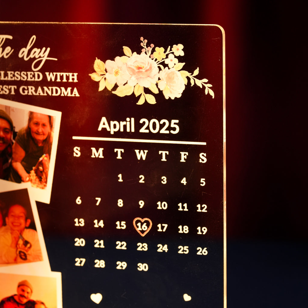 Custom LED Light Frame - Personalized Grandma Calendar Acrylic Plaque