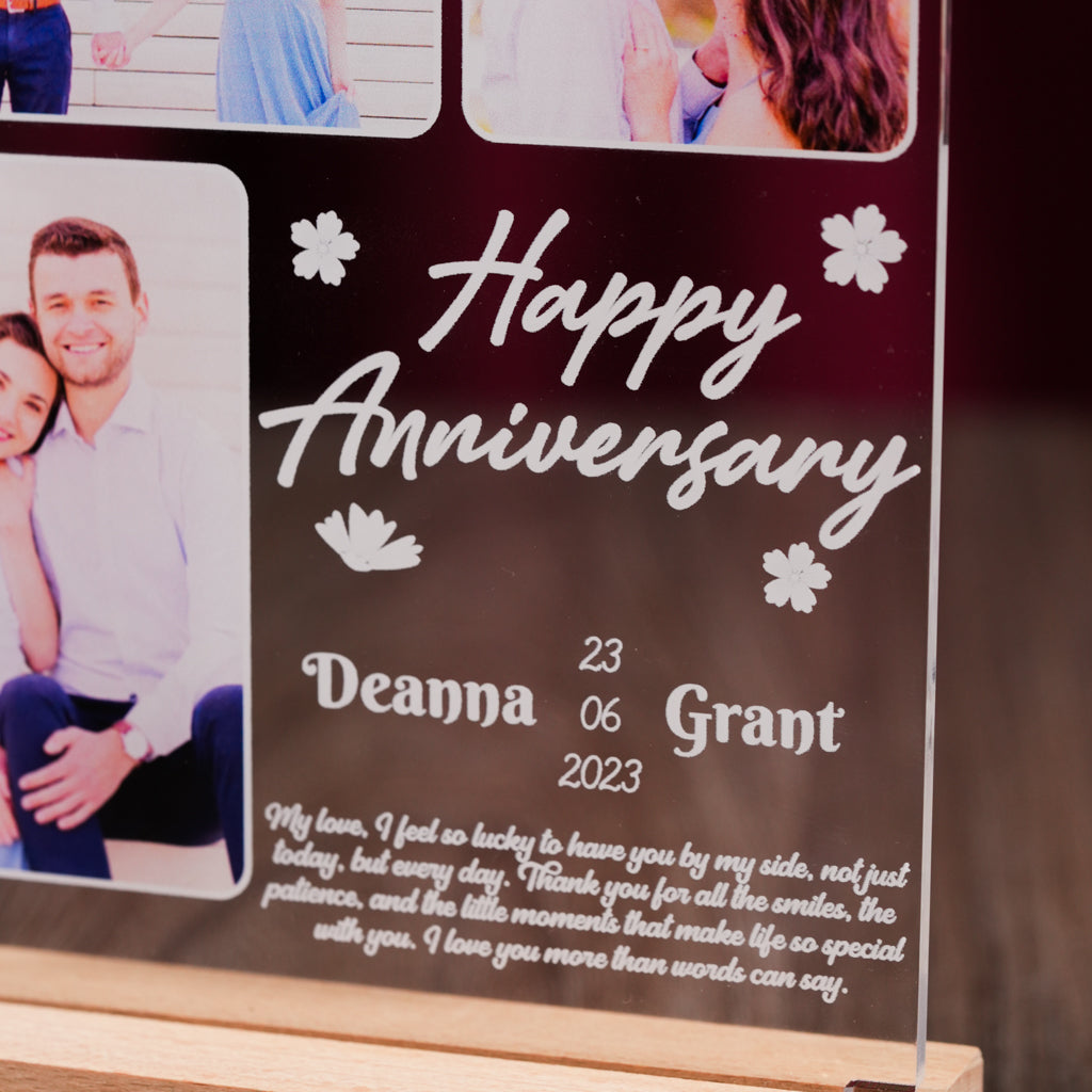 Personalized Anniversary LED Frame with Couple Photos, Names, Date and Love Letter