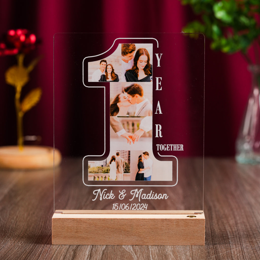 Personalized LED Light with Your Chosen Year Number and Couple Photos