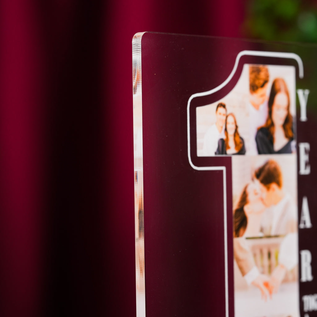 Personalized LED Light with Your Chosen Year Number and Couple Photos