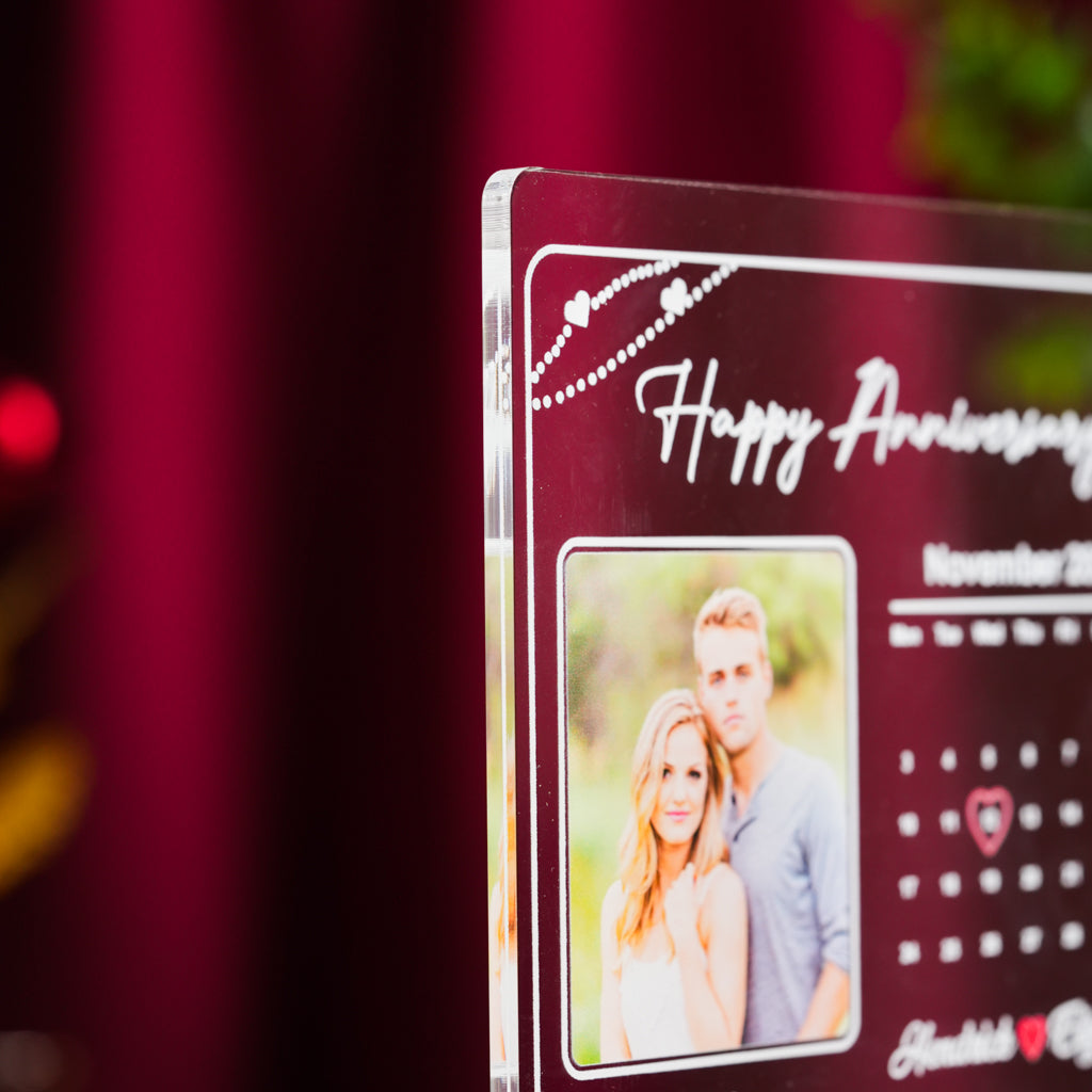 Custom Spotify Song Plaque with Calendar & Photo – Romantic Gift for Couples