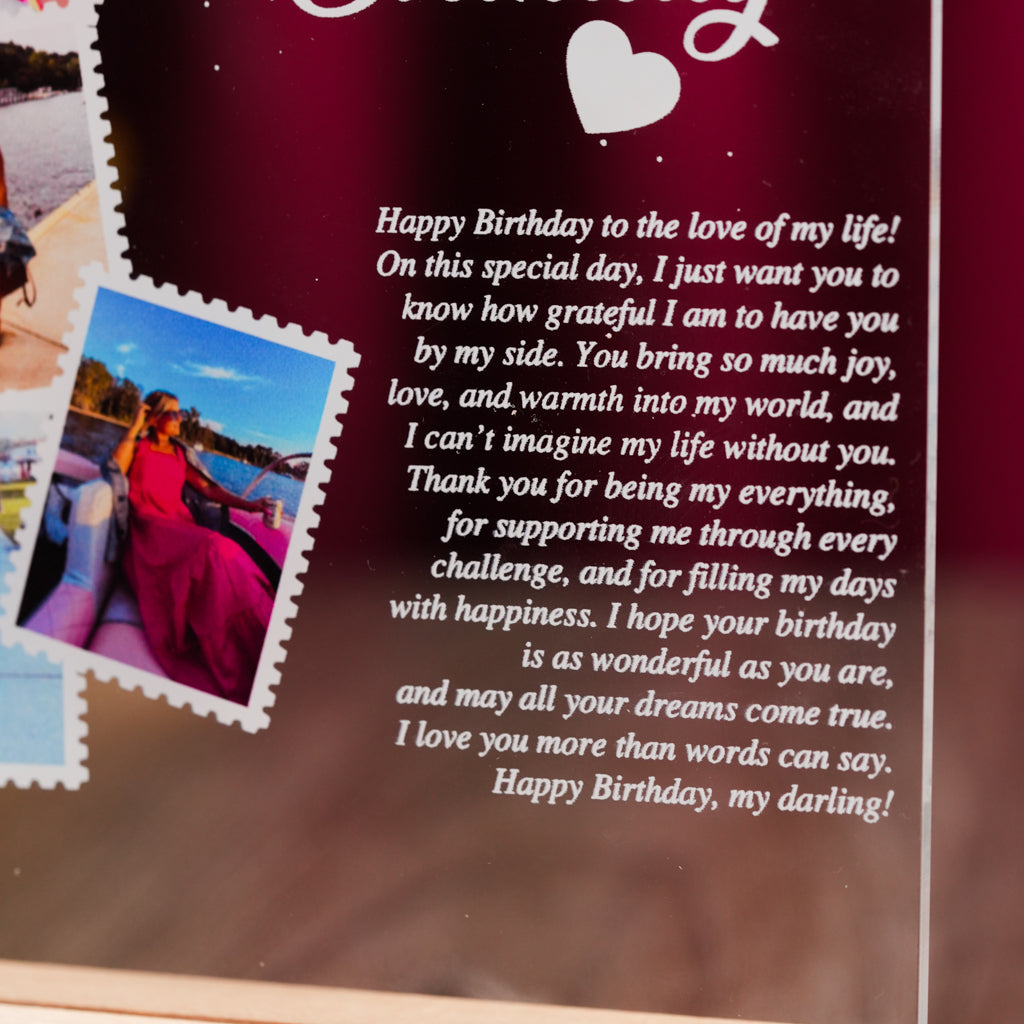 Personalized Birthday Plaque with Photos & Love Letter