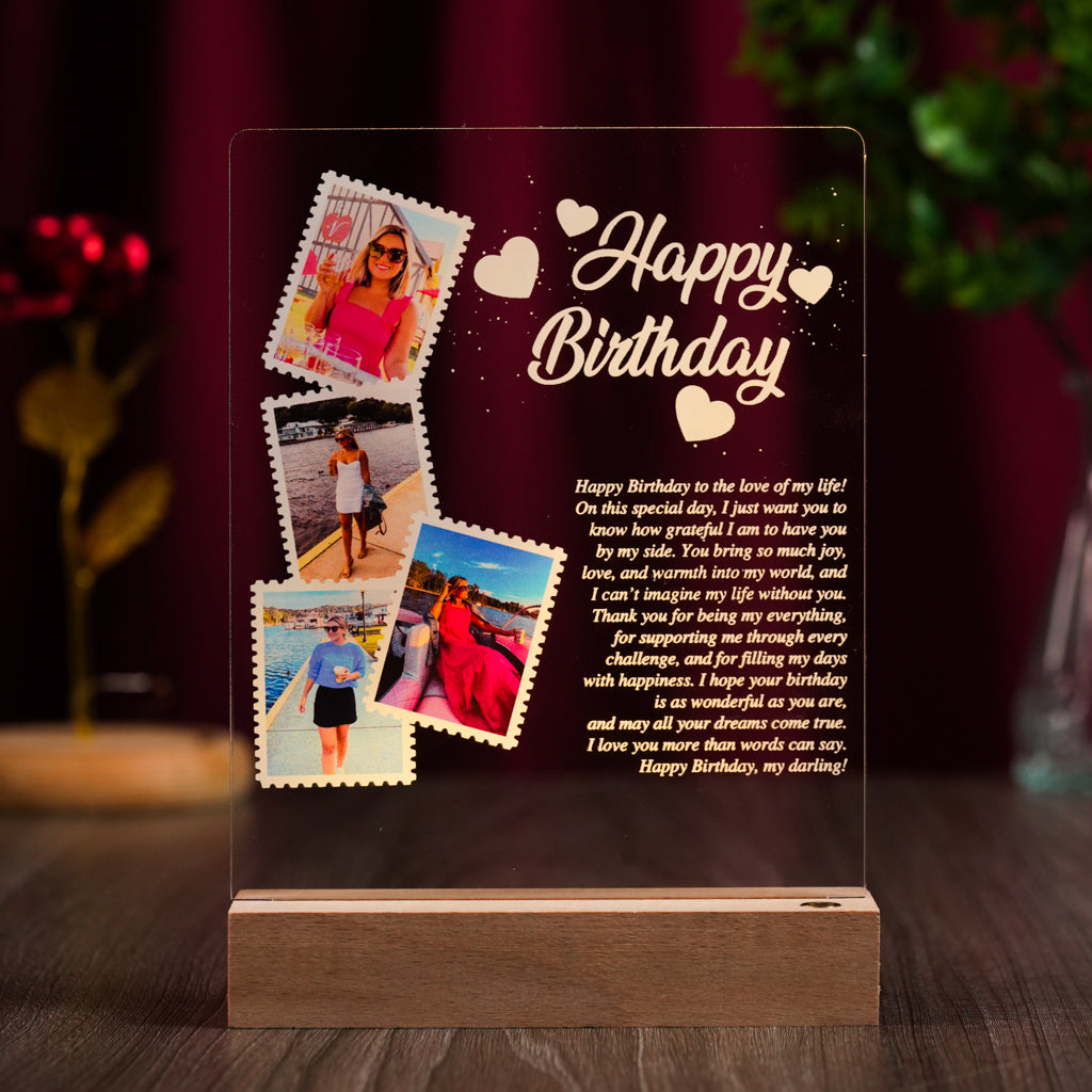 Personalized Birthday Plaque with Photos & Love Letter