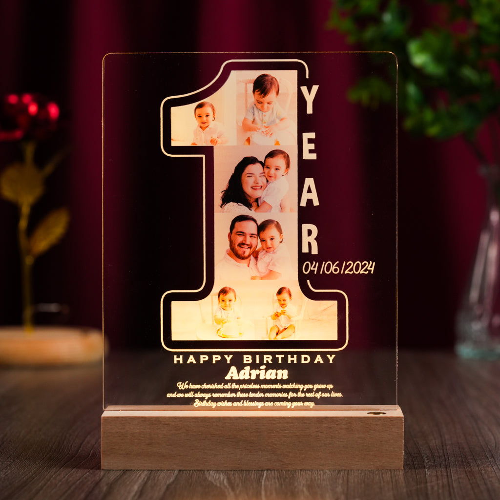 Custom Kids Birthday LED Photo Plaque – Personalized Age & Name