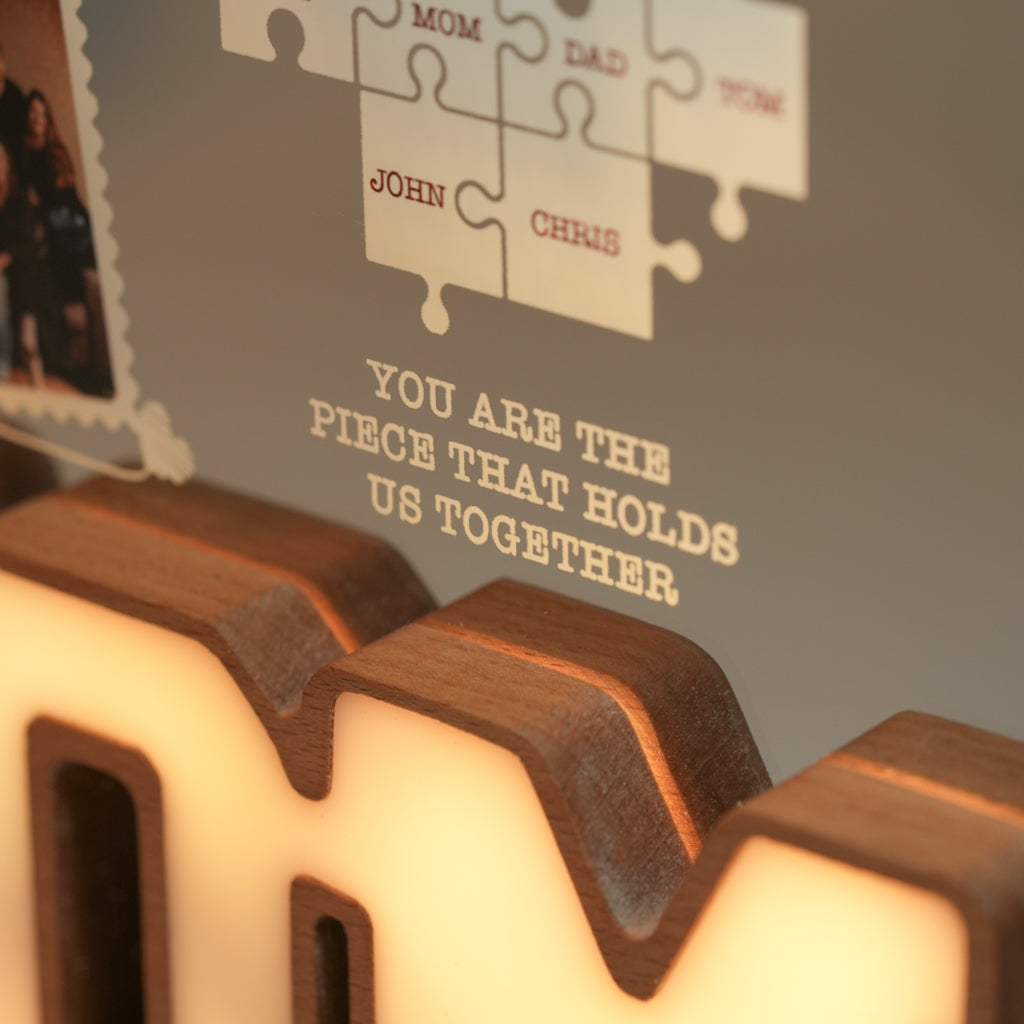 Personalized MOM Letter Night Light – The Piece That Holds Us Together