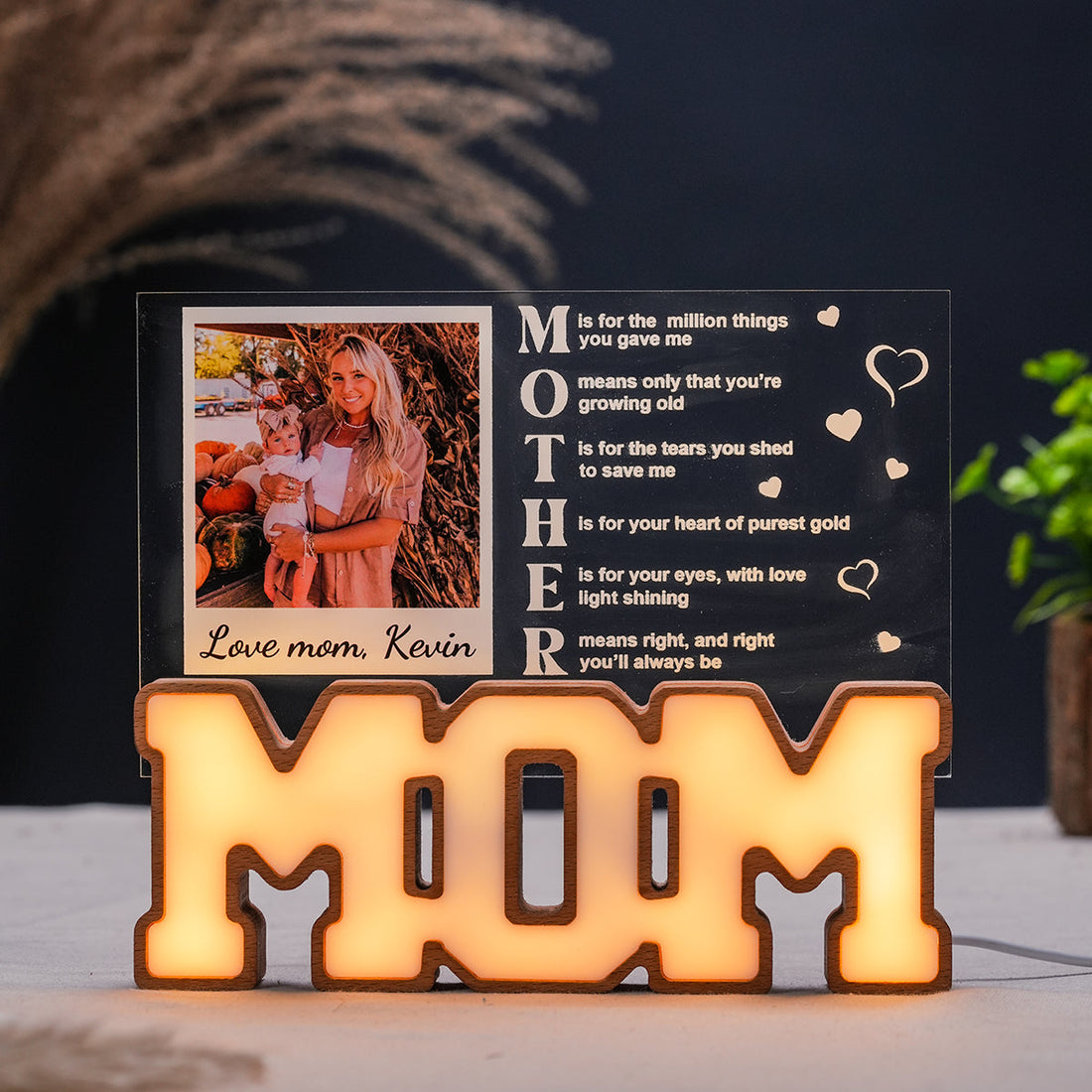 Personalized MOM Letter Night Light - Mother Meaning