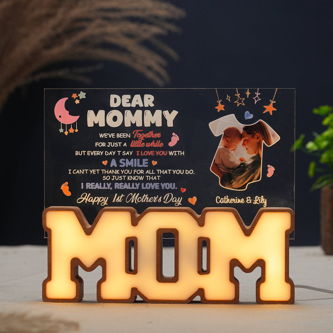 Personalized MOM Letter Night Light - Happy First Mother's Day